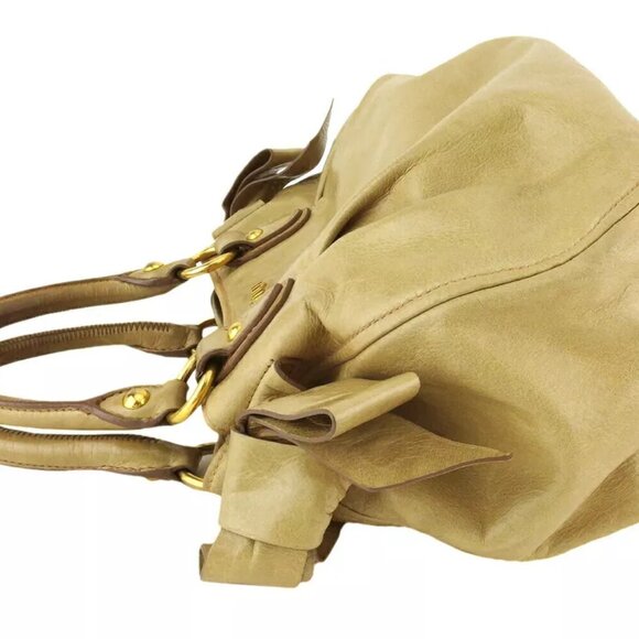 miu miu handbag ribbon beige leather Authentic USED B1221 - Picture 3 of 11